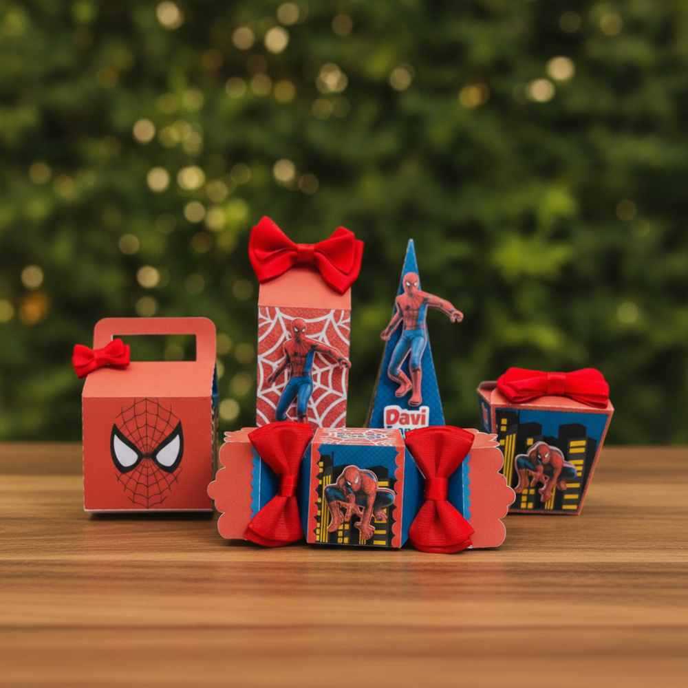 Kit Festa Homem Aranha Personalizado | Lembrancinha de Festa Personalizada + BRINDE / Kit Caixa Spider