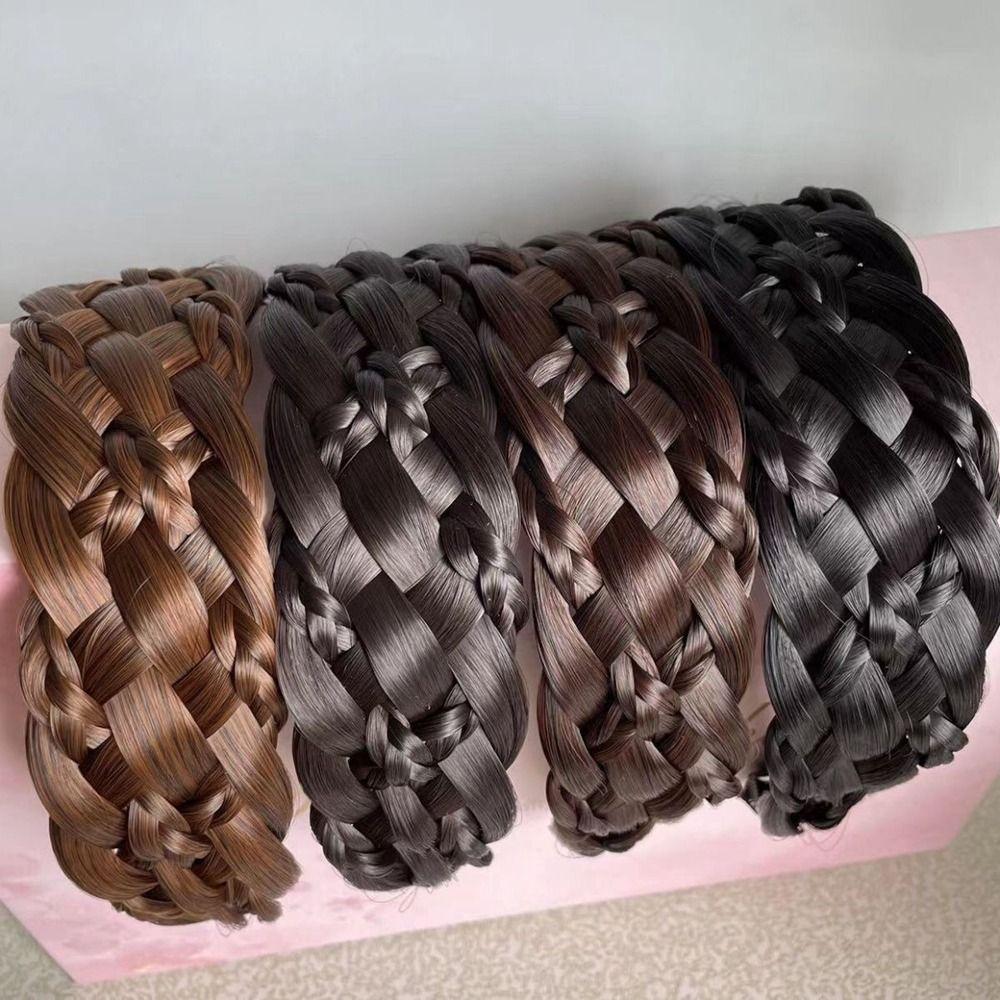  Seis Strand Peruca Tiara Espinha De Peixe Trança Torção Trançada Aba Larga Antiderrapante Argola De Cabelo