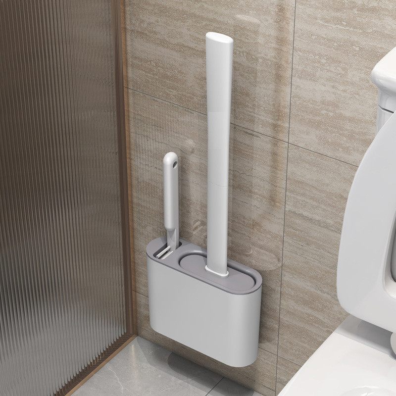 Escova Sanitária de Silicone 2 em 1 com Suporte Escova para Vaso Sanitário e Cantos Limpeza Profunda