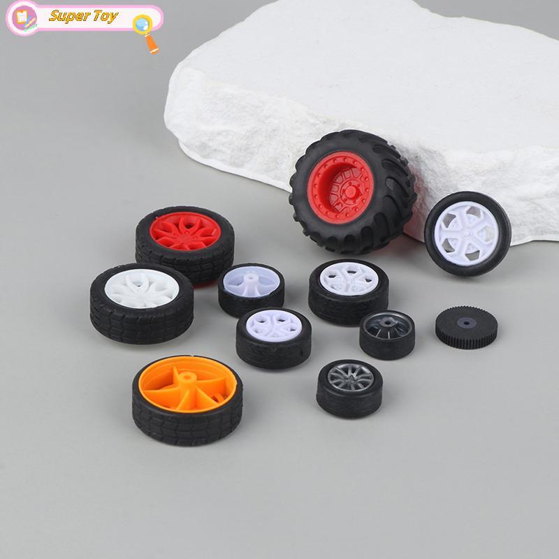SUPERTOY 10 Pcs PC Roda De Brinquedo Pneus De Aro De Borracha DIY Mini Tecnologia 4WD Coloridos Furo Diâmetro 2mm 2.5mm 
