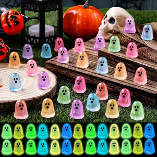 10 Peças de Mini Ornamentos Fantasma Luminosos, Acessórios DIY, Pequenos Artesanatos de Resina Brilhantes, Decoração de 