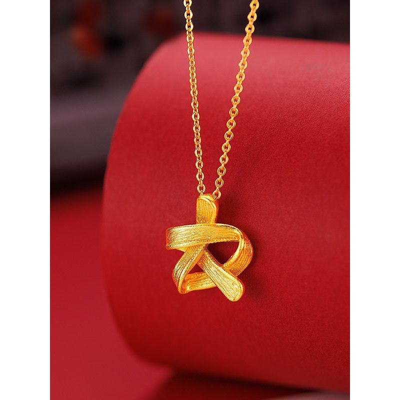 Loja de ouro mesmo estilo dourado estrela fita pingente clavícula colar senhoras vietnã areia ouro simulação ouro outono