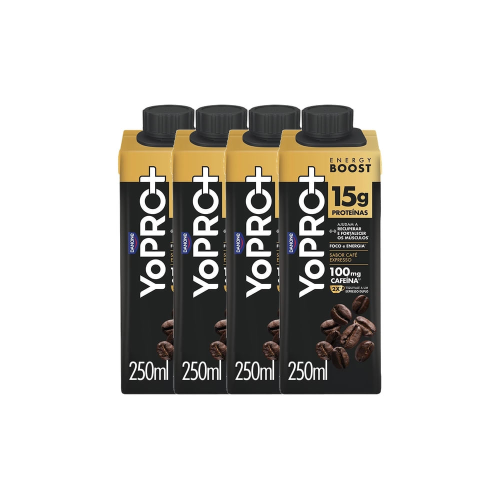 Kit 4 YoPRO Energy Boost UHT Café Expresso 15g de Proteínas 250ml