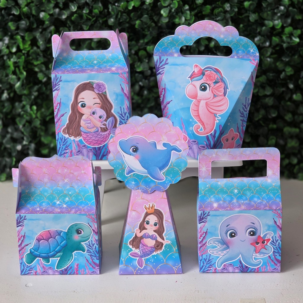 Kit Caixinhas SEREIA - FUNDO DO MAR festa infantis lembrancinhas de aniversario mimos decoração personalizados do tema