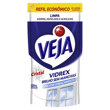 Veja Limpa-Vidro Cristal Vidrex Sachê Refil Econômico 400ml