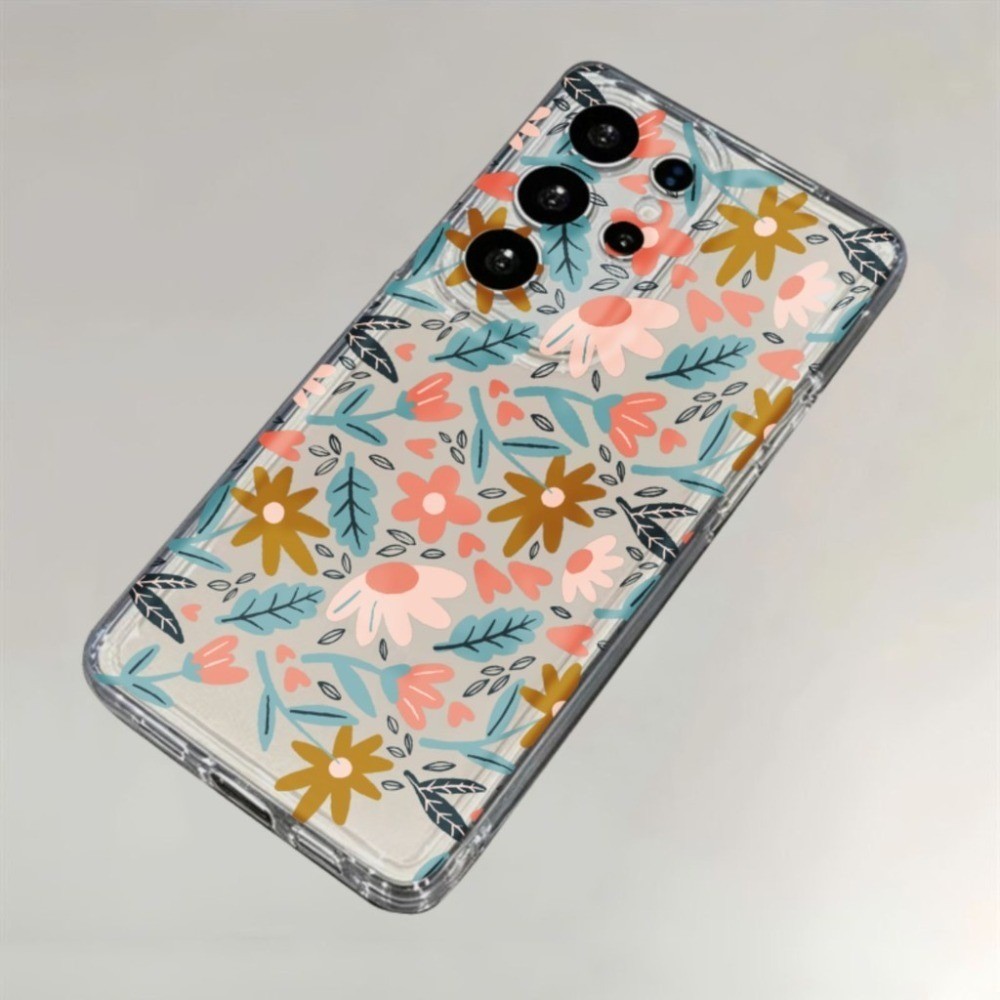 Padrão Floral Para Samsung 24 FE Caso S26 S25 S24 S23 S22 S21 S20 Ultra A16 A12 Capa Macia À Prova De Poeira