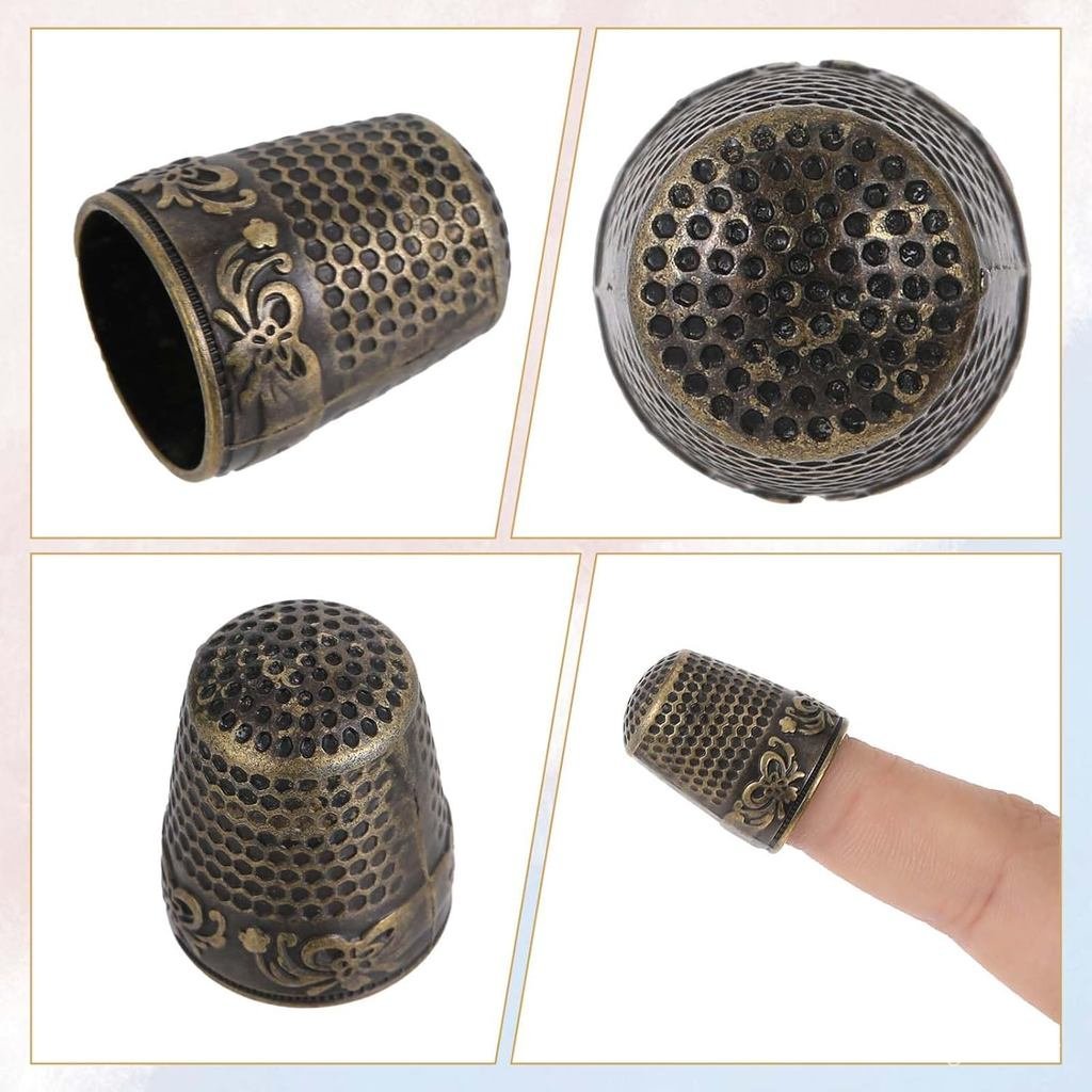 4 Dedais para Costura Manual, Dedal de Metal Protetor de Dedos, Acessórios Deslumbrantes para Artesanato de Quilting, Tr