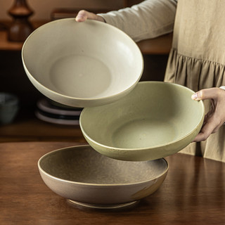 [Novo produto] Tigela grande estilo japonês Tigela doméstica de cerâmica de alto valor de cor sólida Talheres estilo ret