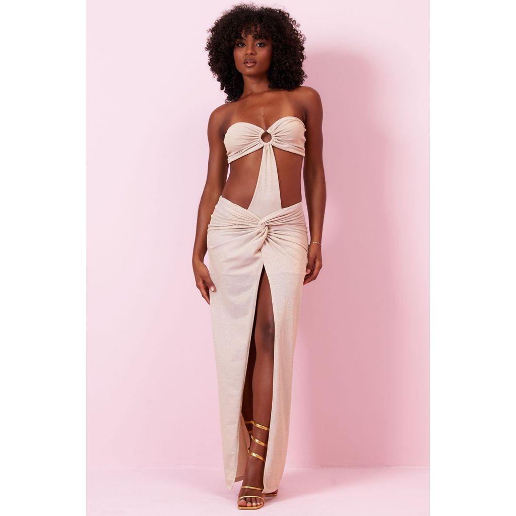 Vestido Longo Tule Argola Frontal Planet Girls Dourado