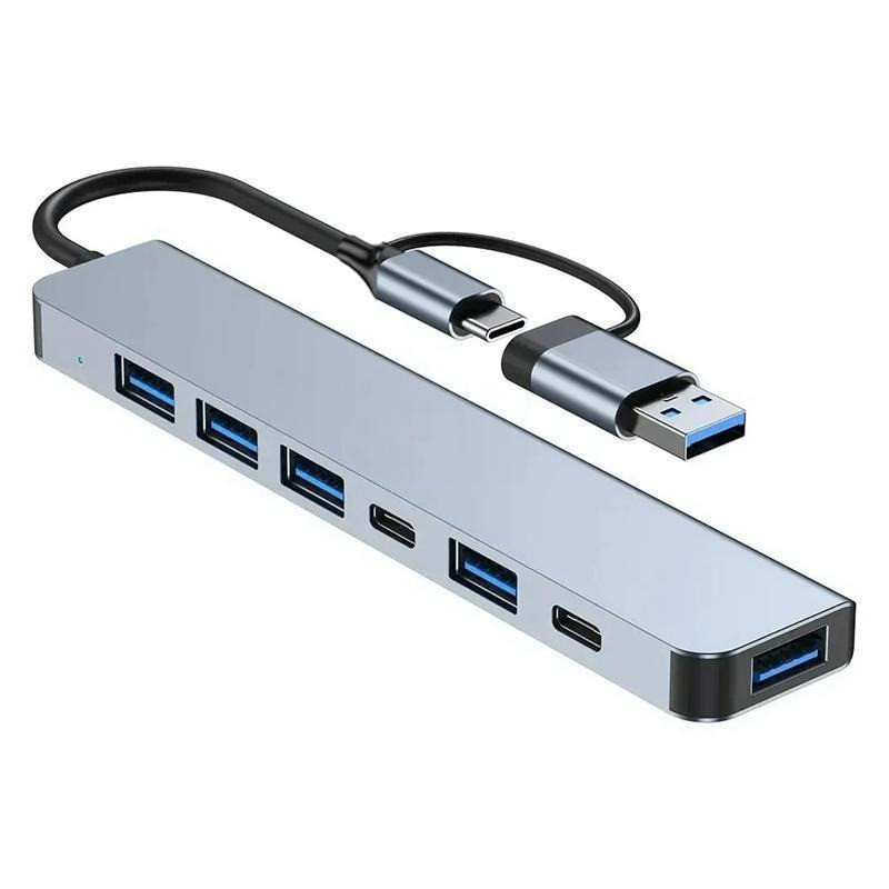 Hub USB-C 7 em 2 USB 3.0 Adaptador USB-A + USB-C para Notebook PC MacBook com 7 Portas