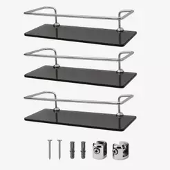 Kit 3 Porta Shampoo Reto Metal Cromado 30cm e Vidro Fumê Organizador Banheiro