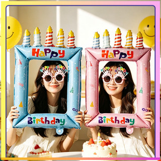 Balões impressos com moldura de foto estilo Instagram, balões de feliz aniversário, acessórios para fotos de aniversário