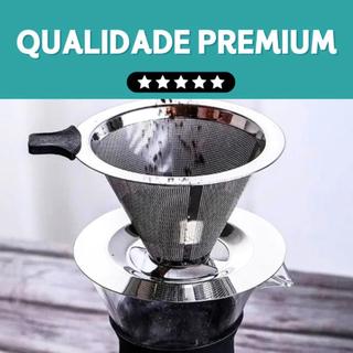 Filtro Coador De Café Inox 10/11/12 CM - Com Pegador em Silicone - Peneira Aço Reutilizável - CH