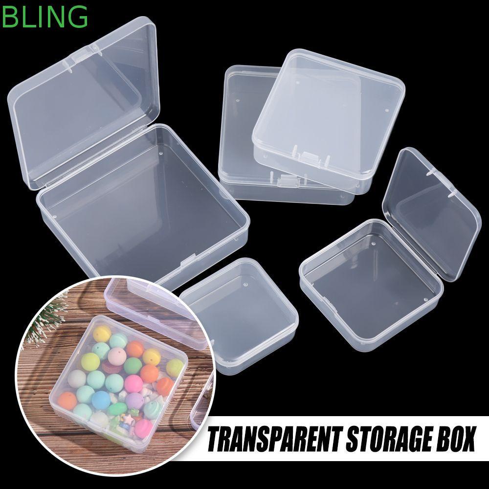 Caixa De Armazenamento Transparente BLING , Recipiente Quadrado Para Contas De Joias , Itens Pequenos De Plástico Com 5 