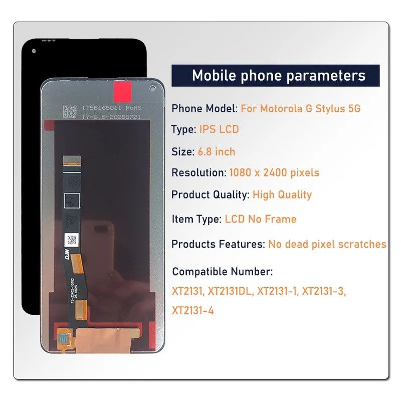 6.8 " Para Motorola Moto G Stylus 5G 2021 LCD XT2131 Display Tela De Toque Digit
