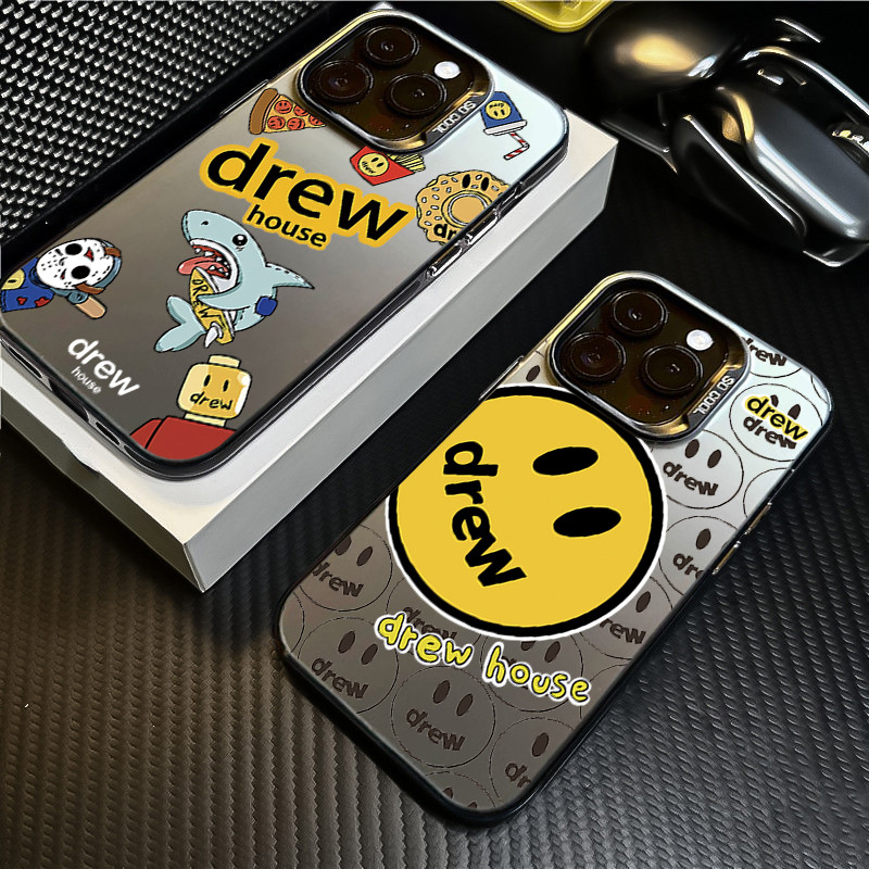 Capa De Telefone Dura Fosca Para Samsung A16 A26 A36 A56 A06 A55 A54 A53 A52 A13 A12 Smiley Face Tubarão