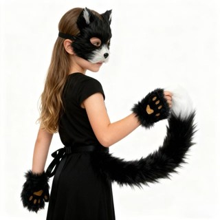 Halloween brinquedos artesanais cosplay crianças acessórios cinto feminino raposa cauda luvas de pelúcia máscara