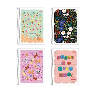 Caderno espiral capa flexível universitário 1x1 96 folhas Zoom+ Feminino Tilibra