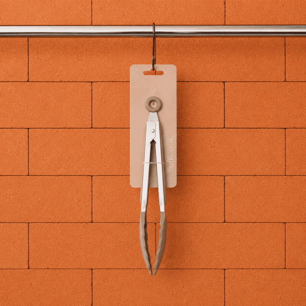 Utensílio de Cozinha Pegador de Alimentos Inox com Silicone Bege - Doremi Casa e Decor — imagem 2 de 2