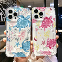 Capa Para Redmi A2 A3 12C 14C 15 POCO X3 F5 Note 12 14 Transparente Silicone Anti-impact Capinha tartaruga marinha