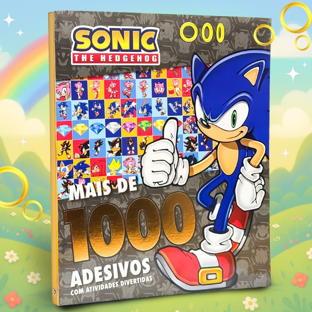 Livro Infantil Educativo Sonic Mais de 1000 Adesivos Atividades e Desenhos Colorir