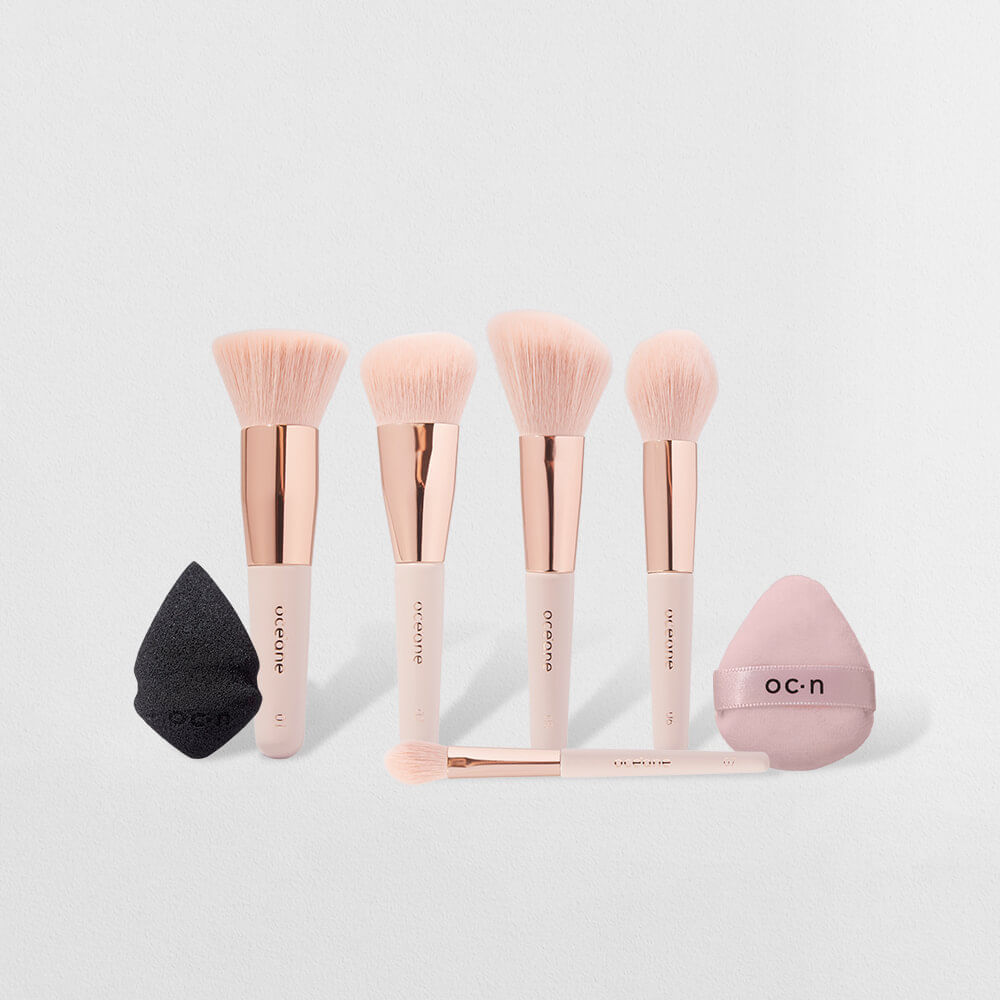 Kit Esponja de Maquiagem Mini Drop + Mini Powder Puff + Mini Píncéis (7 Produtos)