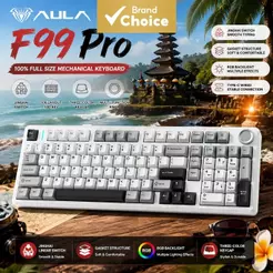 Teclado Mecânico AULA F99 Pro Tri-Mode com Retroiluminação RGB, Layout Ergonômico de 100 Teclas para Jogos, para PC