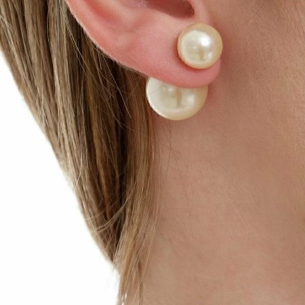 Brincos Feminino Tarraxa Perola Dupla Acessórios Moda Minimalista Elegante Delicado - CD10076