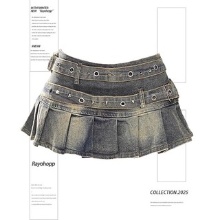 Saia de ganga retro estilo americano para mulheres, nova coleção primavera-verão, cintura alta, modeladora, com corte em