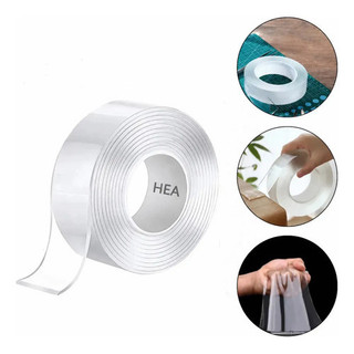 Fita Dupla Face 5 10 15 20 Metros Fita Mágica Adesiva Nano Extra Forte Lavavel Marca Hea Transparente