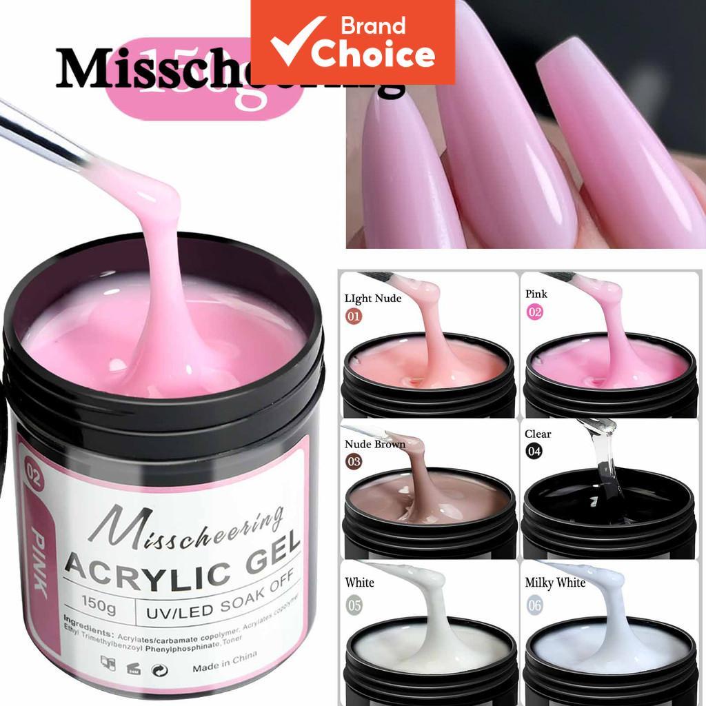 Misscheering 1 Pote de Pó Transparente para Unhas de Gel Poli para Extensão 150g
