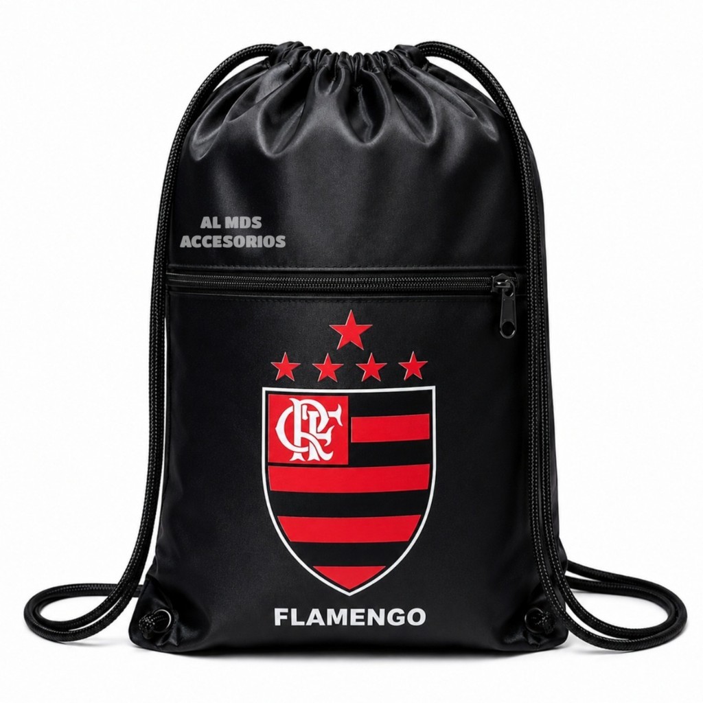 Mochila Saco com Zíper Bolsinho Frontal Bolsa Esportiva Academia Treino e Escolar