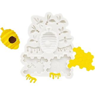 Molde de silicone em formato de favo de mel com abelhas, 12 cavidades, para doces, chocolate e decorações de cupcake em 