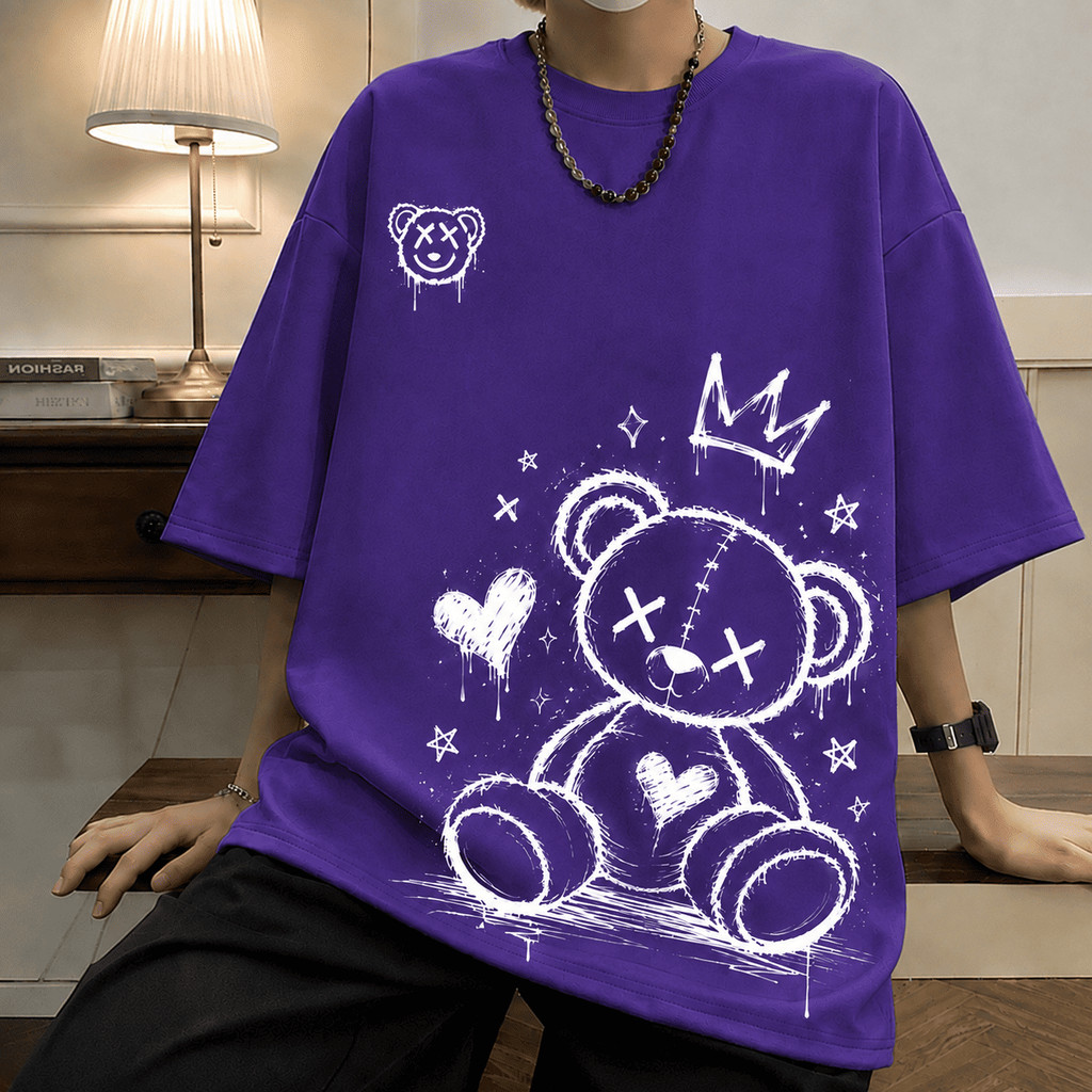 Camiseta Urso Streetwear Estampada Aesthetic Grunge Dark Grafite Unissex Estilo Urbano