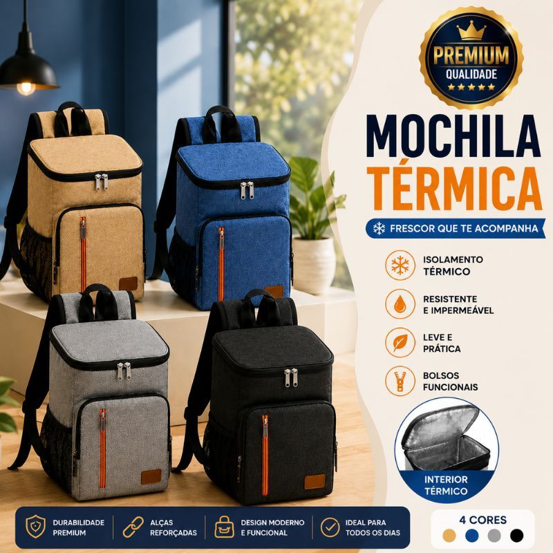 Mochila Térmica 20L para Praia Camping Piquenique Pesca Bebidas Alimentos Bolsa Cooler Térmico