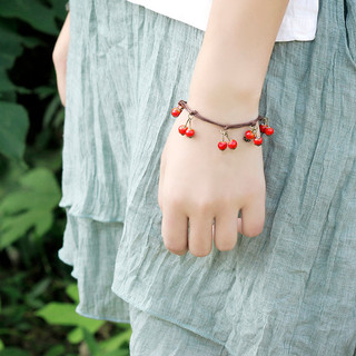 Original novo produto jóias de cerâmica artesanal acessórios femininos pulseira cereja vermelha pequeno fresco estilo do