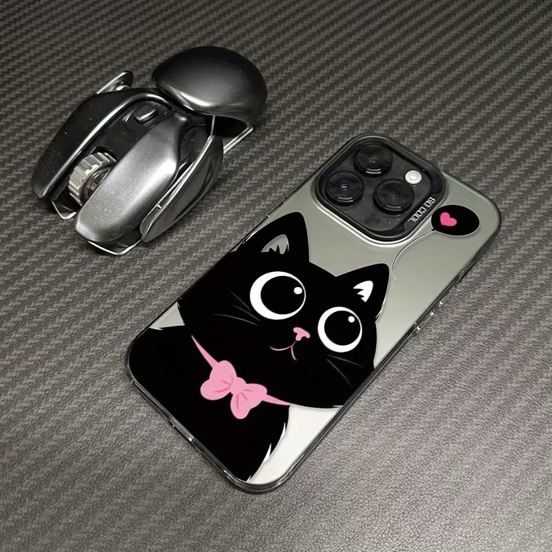 Capinha Capa Para iPhone XR XS MAX 7 8 14 15 16 PLUS 11 12 13 14 15 16 17 PRO MAX À Prova de Choque Gato Preto — imagem 2 de 2