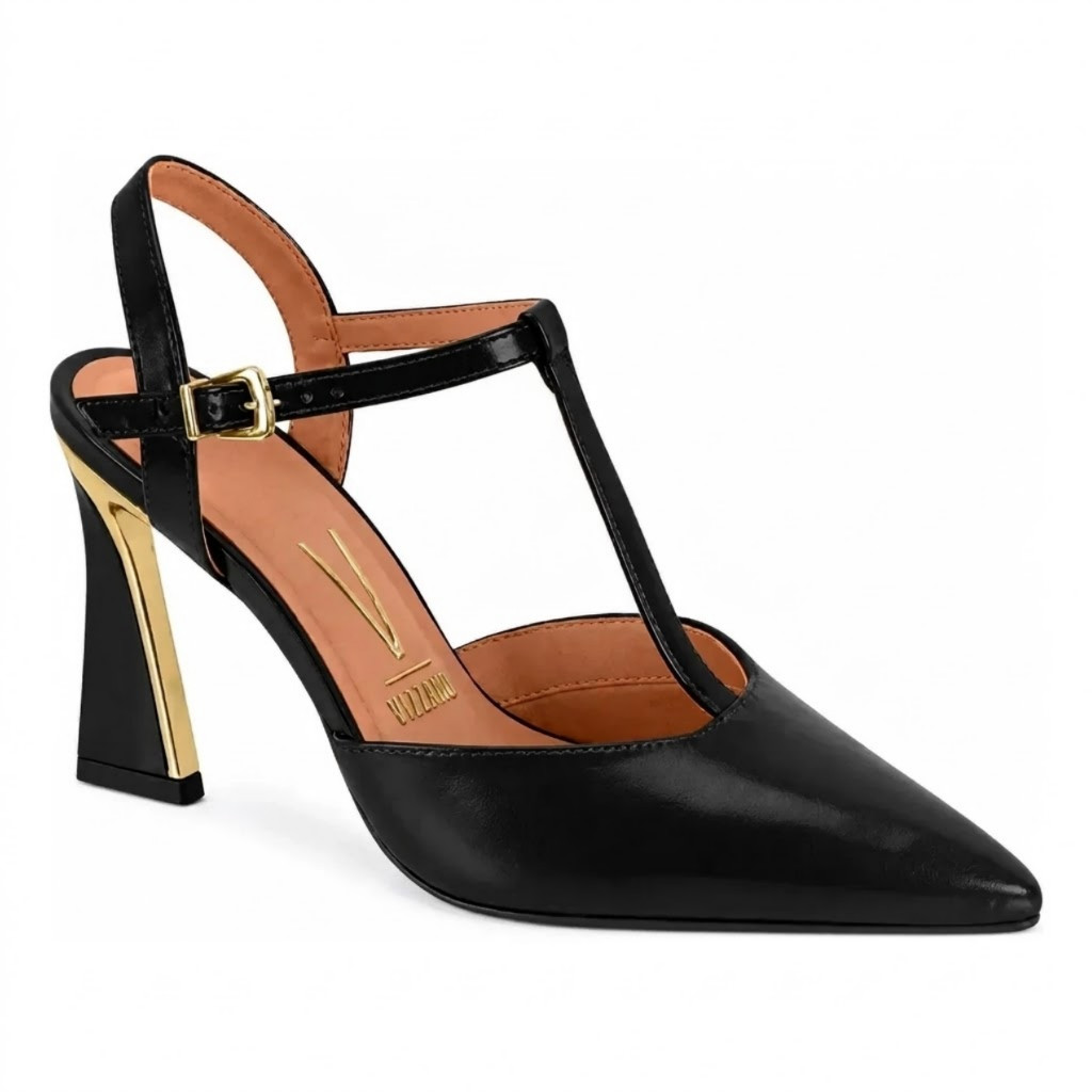 Scarpin Feminino Vizzano Tira T Salto Alto Geométrico - 1388.215