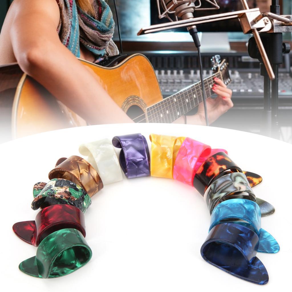 12pçs palheta de polegar para guitarra, kit de substituição de palhetas de dedo de celuloide, acessórios de instrumento