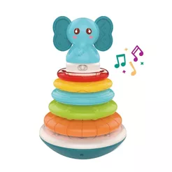 Brinquedo Educativo Bebê Torre De Empilhar Anéis Chocalho Som Mordedor Rings Toy Maxi Baby