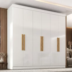 Guarda-Roupa Casal 6 Portas 2 Gavetas Paris Espresso Móveis Branco Branco