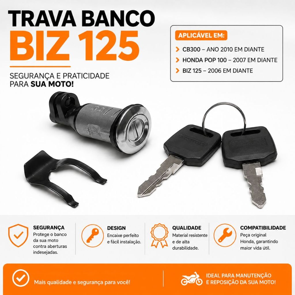 Trava do Banco Biz 100 125 Pop 100 Cb 300 Nx 400 Falcon