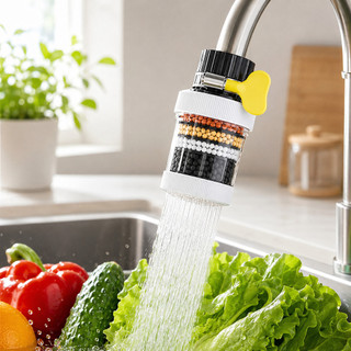 Purificador de Água para Torneira com Filtro de 6 Camadas Lavável – Para Cozinha e Banheiro