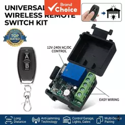 Kit de Interruptor de Relé Sem Fio Universal AXUS DC 12V 10A 433MHz, Módulo Receptor de Controle Remoto RF Seguro para