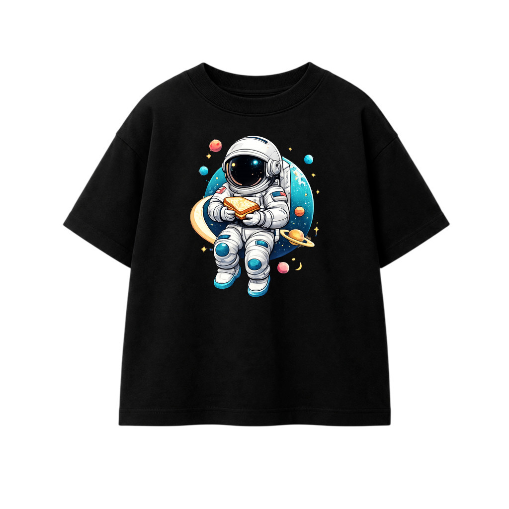 Camiseta Infantil Astronauta Sanduíche Unissex 100% Algodão Estampa Premium Casual Confortável Menino Envio Imediato