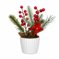 Enfeite De Natal Mini Arranjo Pinha Azevinhos Decoração Mesa