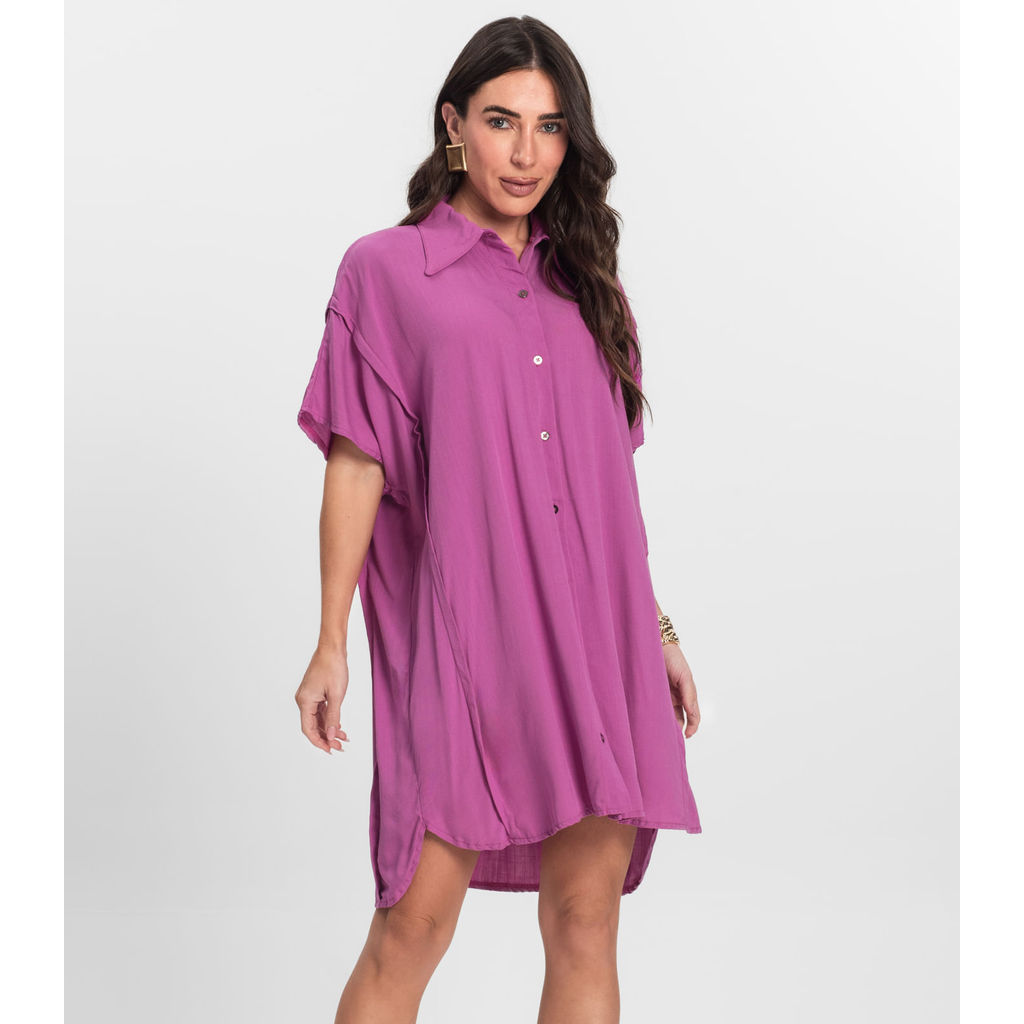Vestido Chemise Feminino Com Gola Endless Rosa