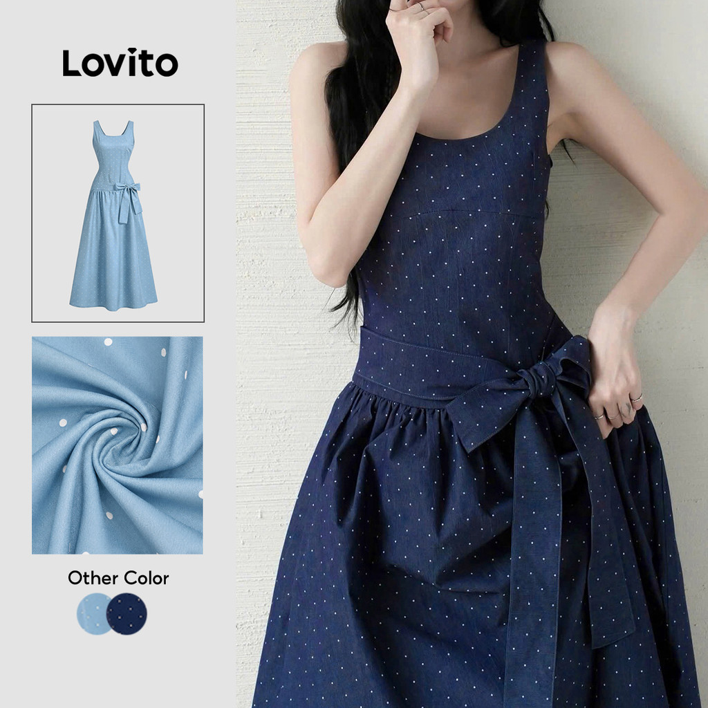 Lovito Vestido Casual com Estampa Na Frente Amarração de Laço Barra em Babado Pr