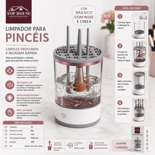 Limpador Automático Pincéis Maquiagem Limpeza Rápida Portátil Branco