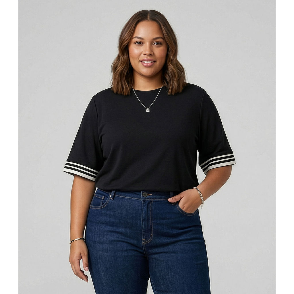 Blusa Feminina Viscose Plus Size Secret Glam Preto